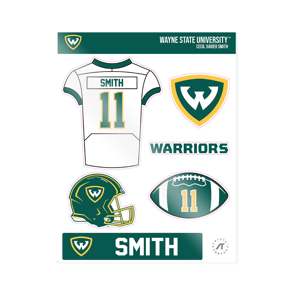 Wayne State - NCAA Football : cecil xavier Smith - Sticker Sheet-0