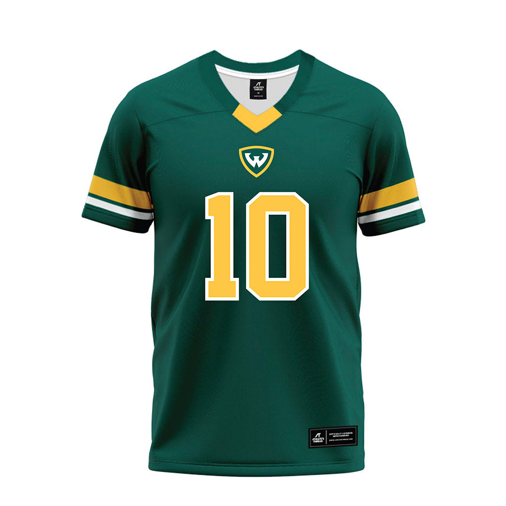 Wayne State - NCAA Football : Justin Cox - Green Premium Football Jersey-0