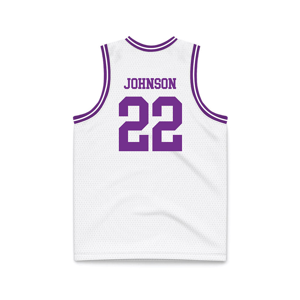 Mount Union - NCAA Men's Basketball : Braylon Johnson - White Basketball Jersey-1