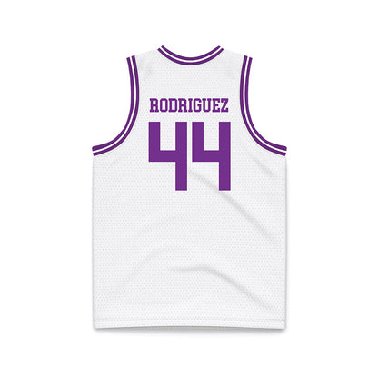 Mount Union - NCAA Men's Basketball : Darius Rodriguez - White Basketball Jersey-1