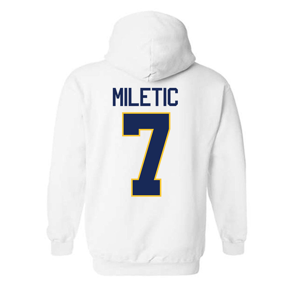 Marquette - NCAA Men's Basketball : Ian Miletic - NCAA® March Madness® 2025 Shersey Hooded Sweatshirt-1