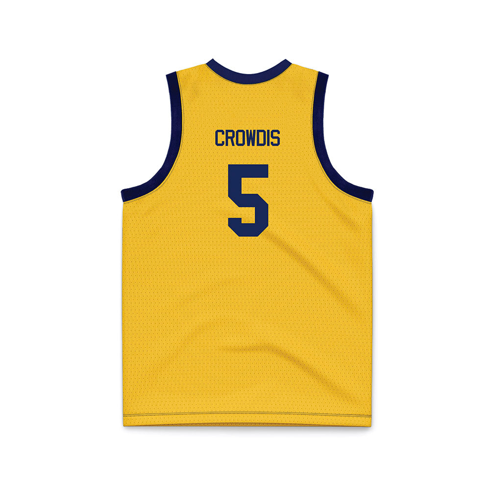 Marquette - NCAA Men's Basketball : Colton Crowdis - Navy NCAA® March Madness® 2025 Gold Basketball Jersey-1