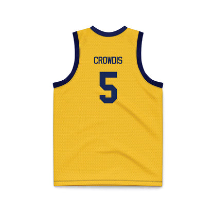 Marquette - NCAA Men's Basketball : Colton Crowdis - Navy NCAA® March Madness® 2025 Gold Basketball Jersey-1