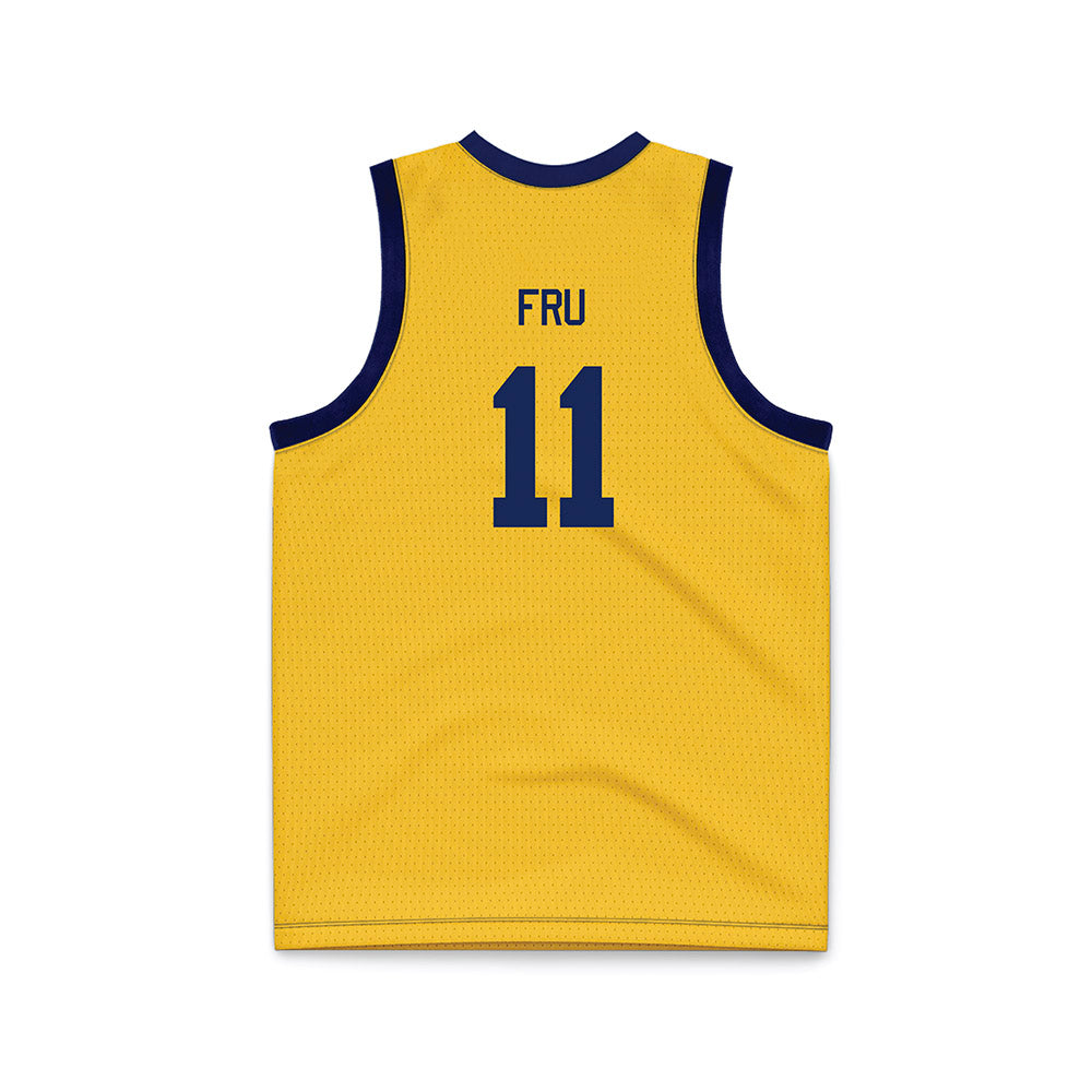 Marquette - NCAA Men's Basketball : Sananda Fru - Navy NCAA® March Madness® 2025 Gold Basketball Jersey-1