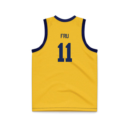 Marquette - NCAA Men's Basketball : Sananda Fru - Navy NCAA® March Madness® 2025 Gold Basketball Jersey-1