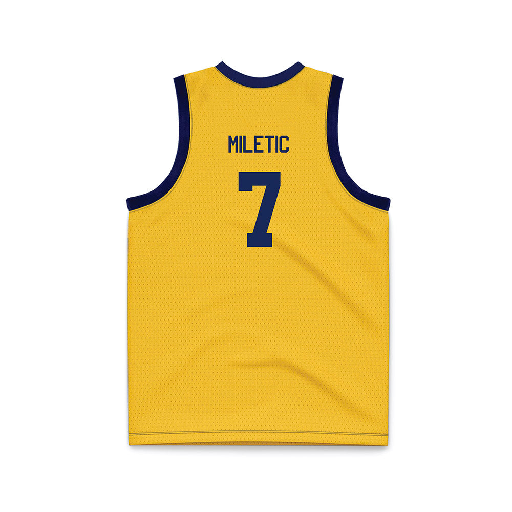 Marquette - NCAA Men's Basketball : Ian Miletic - Navy NCAA® March Madness® 2025 Gold Basketball Jersey-1