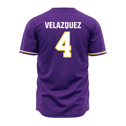 LSU - NCAA Baseball : Diego Velazquez - Purple Jersey-3