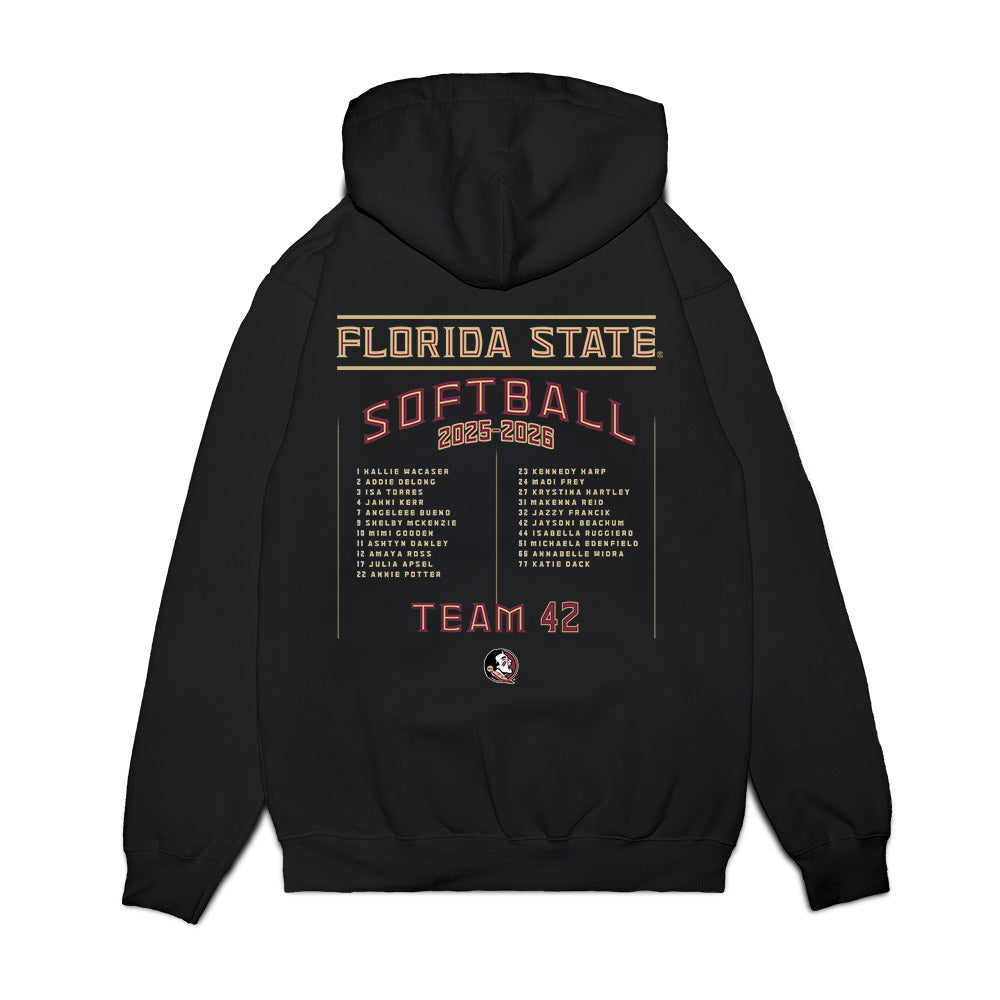 FSU - NCAA Softball : Roster Premium Hooded Sweatshirt-1