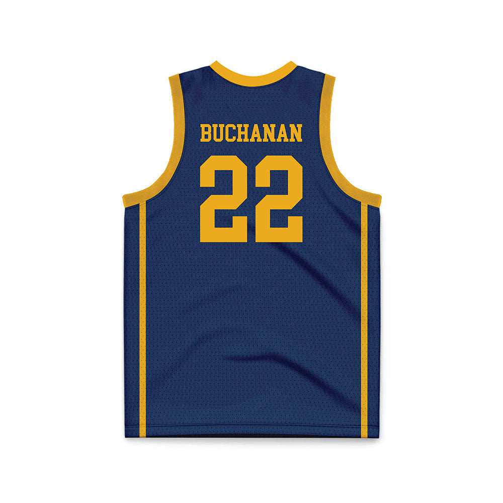 West Virginia - NCAA Men's Basketball : Javan Buchanan - Blue Basketball Jersey-1