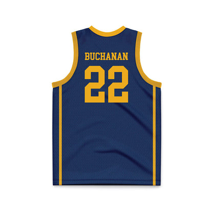 West Virginia - NCAA Men's Basketball : Javan Buchanan - Blue Basketball Jersey-1