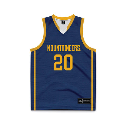 West Virginia - NCAA Men's Basketball : Michael Feenane Jr - Blue Basketball Jersey-0