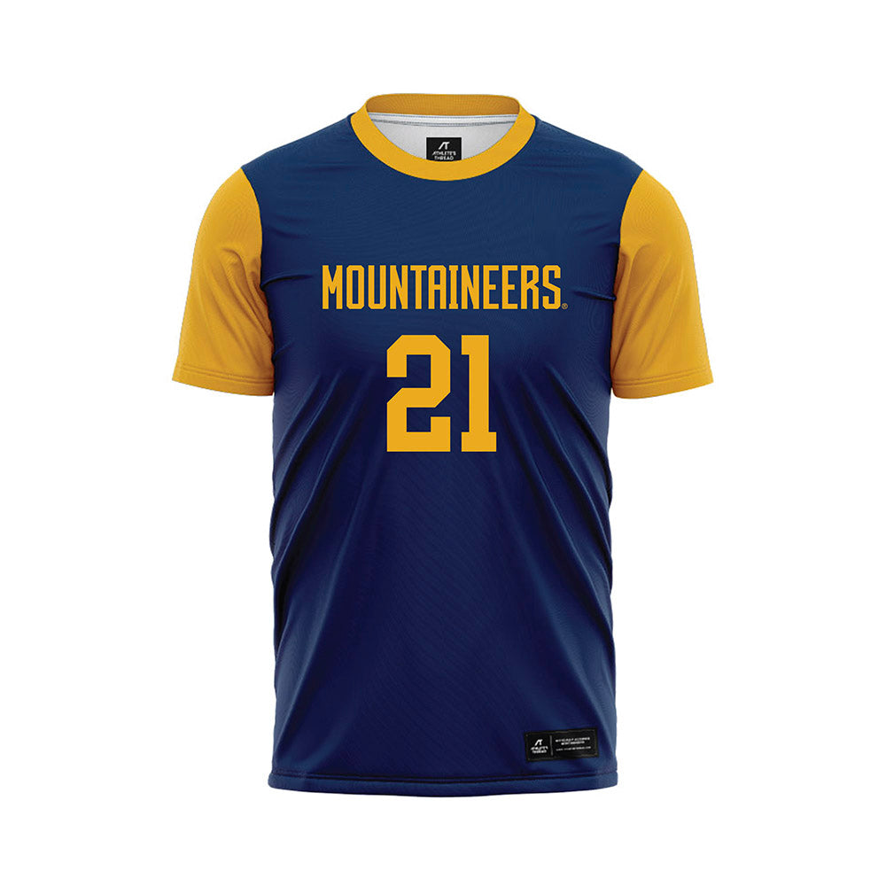 West Virginia - NCAA Women's Soccer : Alexis Re - Blue Soccer Jersey-0