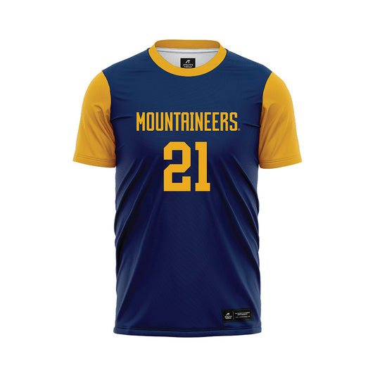 West Virginia - NCAA Women's Soccer : Alexis Re - Blue Soccer Jersey-0
