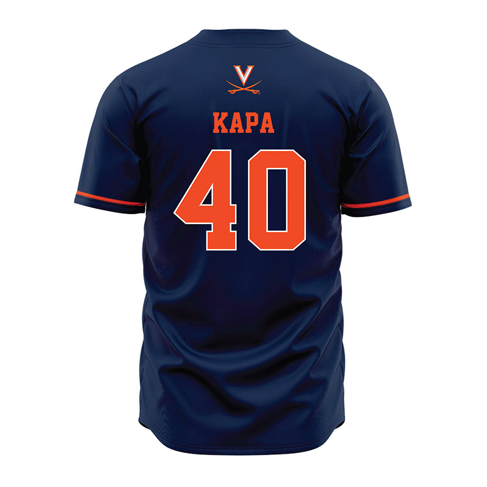 Virginia - NCAA Baseball : Tyler Kapa - Navy Jersey-1