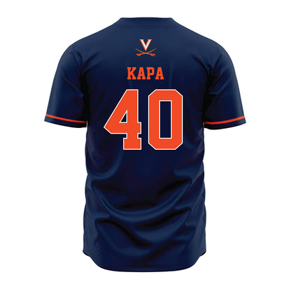 Virginia - NCAA Baseball : Tyler Kapa - Navy Jersey-1