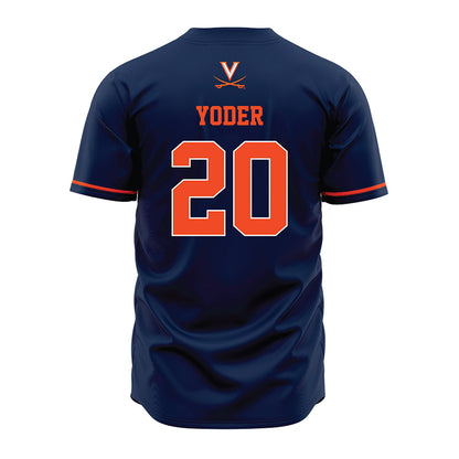 Virginia - NCAA Baseball : Noah Yoder - Navy Jersey-1