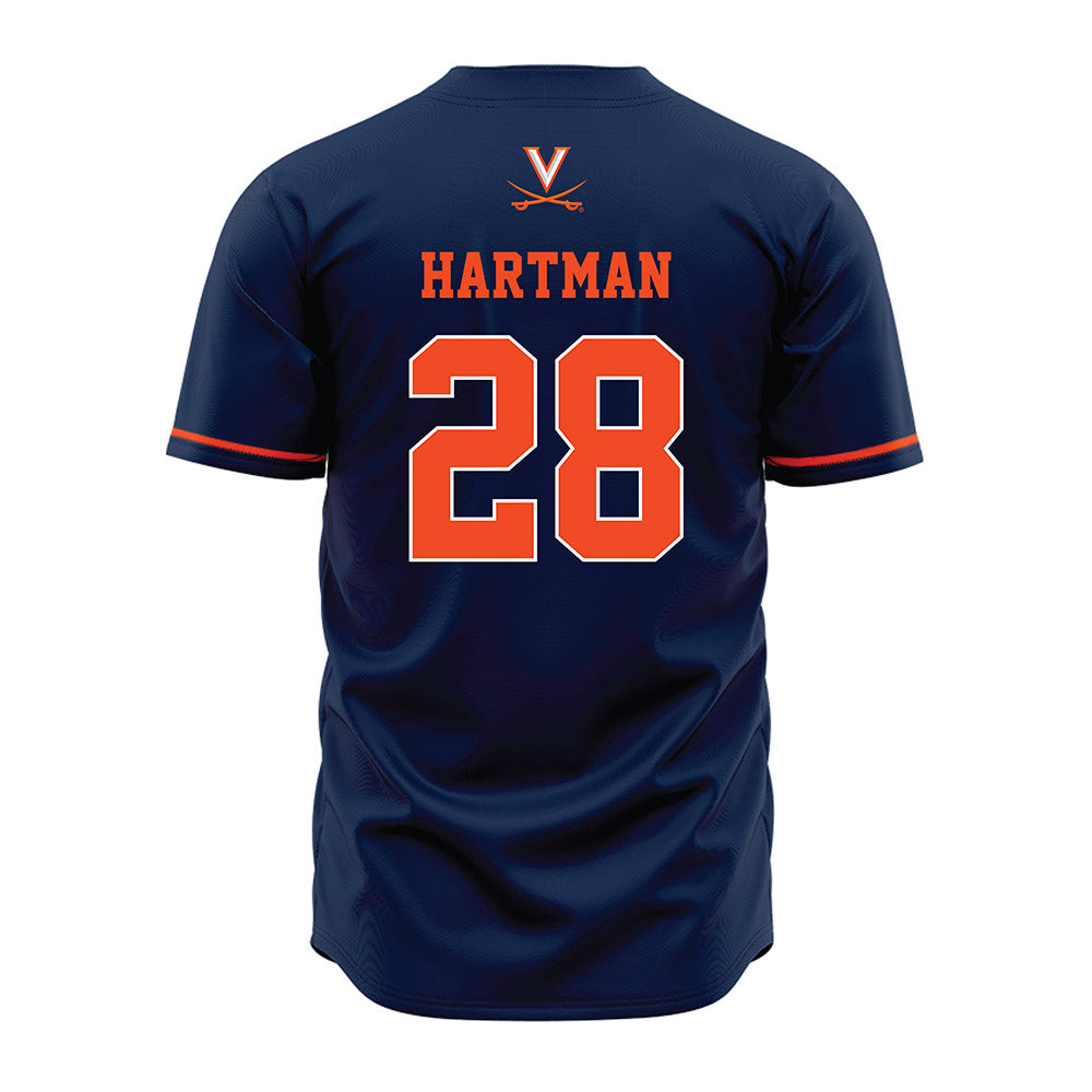 Virginia - NCAA Baseball : Lucas Hartman - Navy Jersey-1