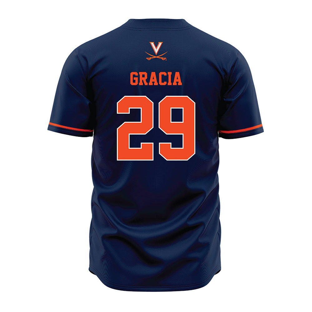 Virginia - NCAA Baseball : AJ Gracia - Navy Jersey-1