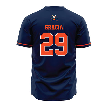 Virginia - NCAA Baseball : AJ Gracia - Navy Jersey-1