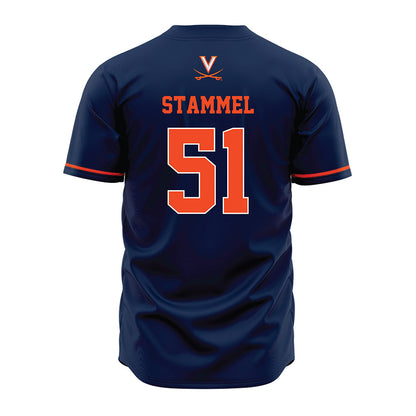 Virginia - NCAA Baseball : Max Stammel - Navy Jersey-1