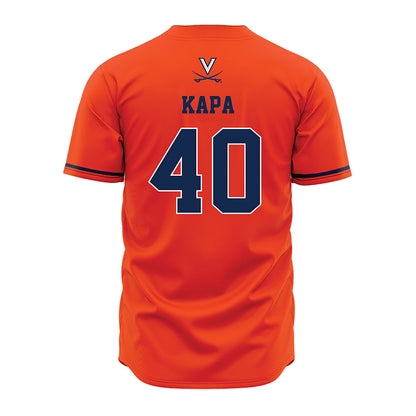 Virginia - NCAA Baseball : Tyler Kapa - Orange Jersey-1