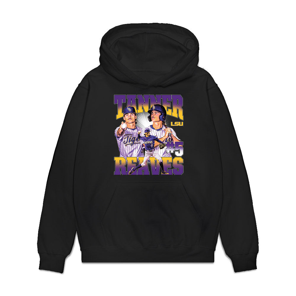 LSU - NCAA Baseball : Tanner Reaves - Collage Premium Hooded Sweatshirt-0