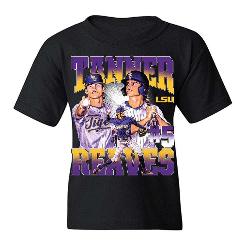 LSU - NCAA Baseball : Tanner Reaves - Collage Youth T-Shirt-0