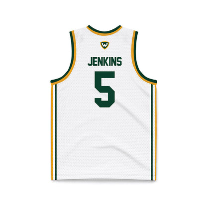 Wayne State - NCAA Men's Basketball : Jalen Jenkins - White Basketball Jersey-1