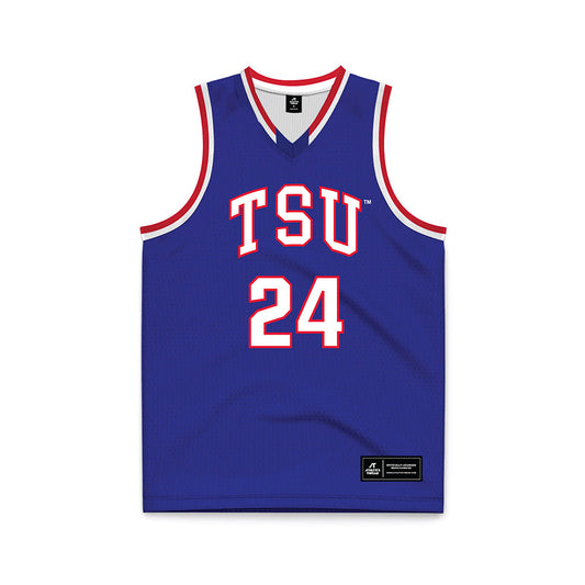 TN State - NCAA Men's Basketball : Joe Ayo - Blue Basketball Jersey-0