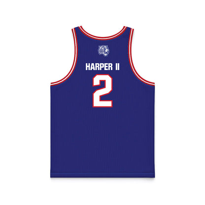 TN State - NCAA Men's Basketball : Travis Harper II - Blue Basketball Jersey-1