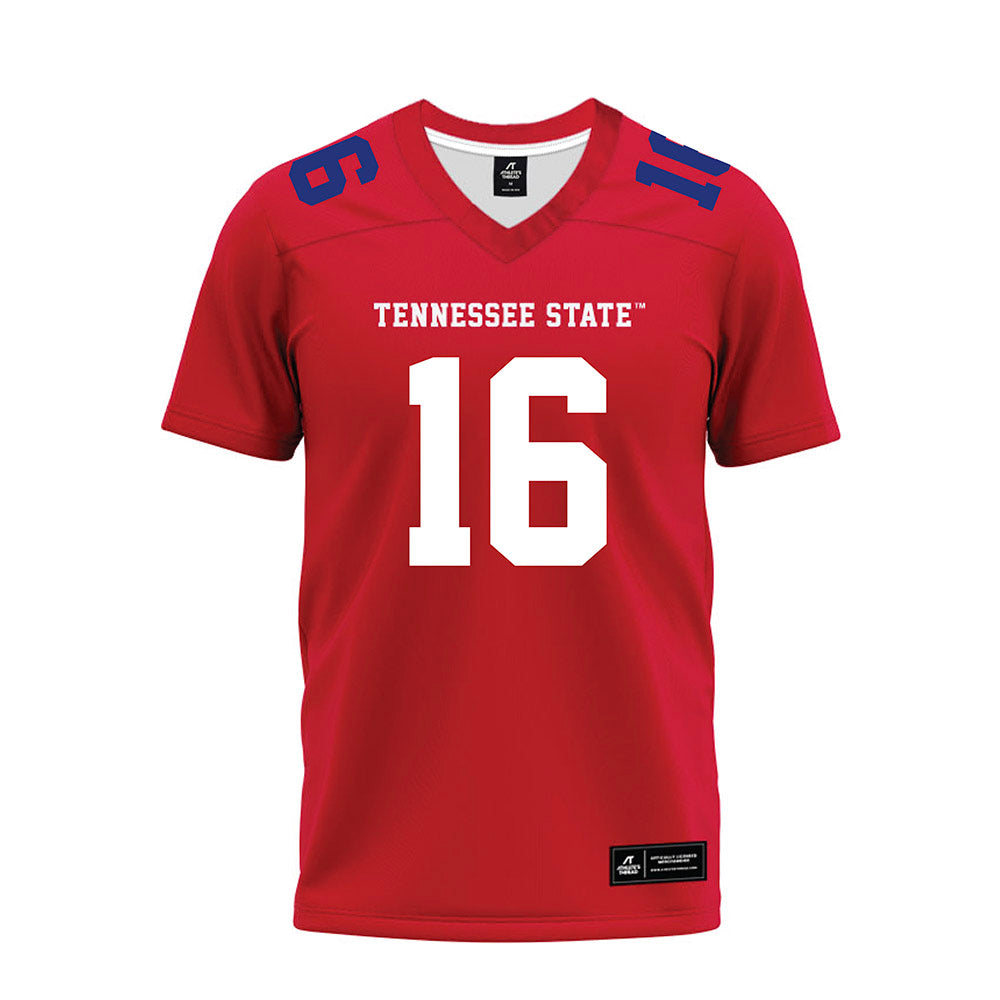 TN State - NCAA Football : Justin Logan - Red Premium Football Jersey-0