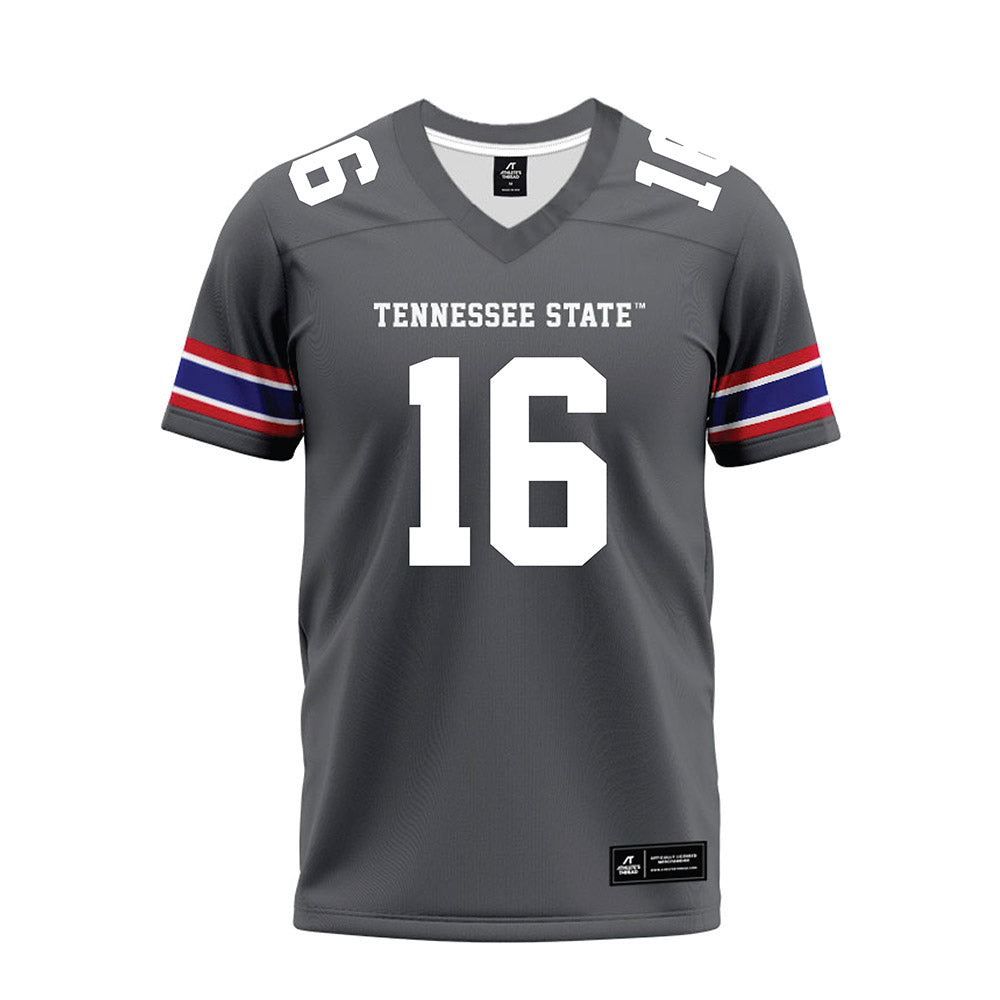 TN State - NCAA Football : Justin Logan - Grey Premium Football Jersey-0