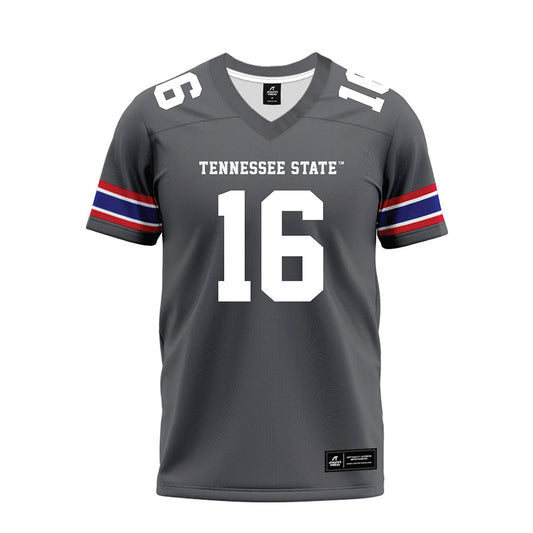 TN State - NCAA Football : Justin Logan - Grey Premium Football Jersey-0