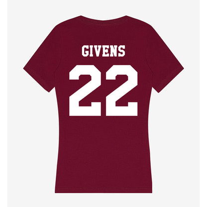 Texas A&M - NCAA Football : Tristian Givens - Women's V-Neck T-Shirt-1
