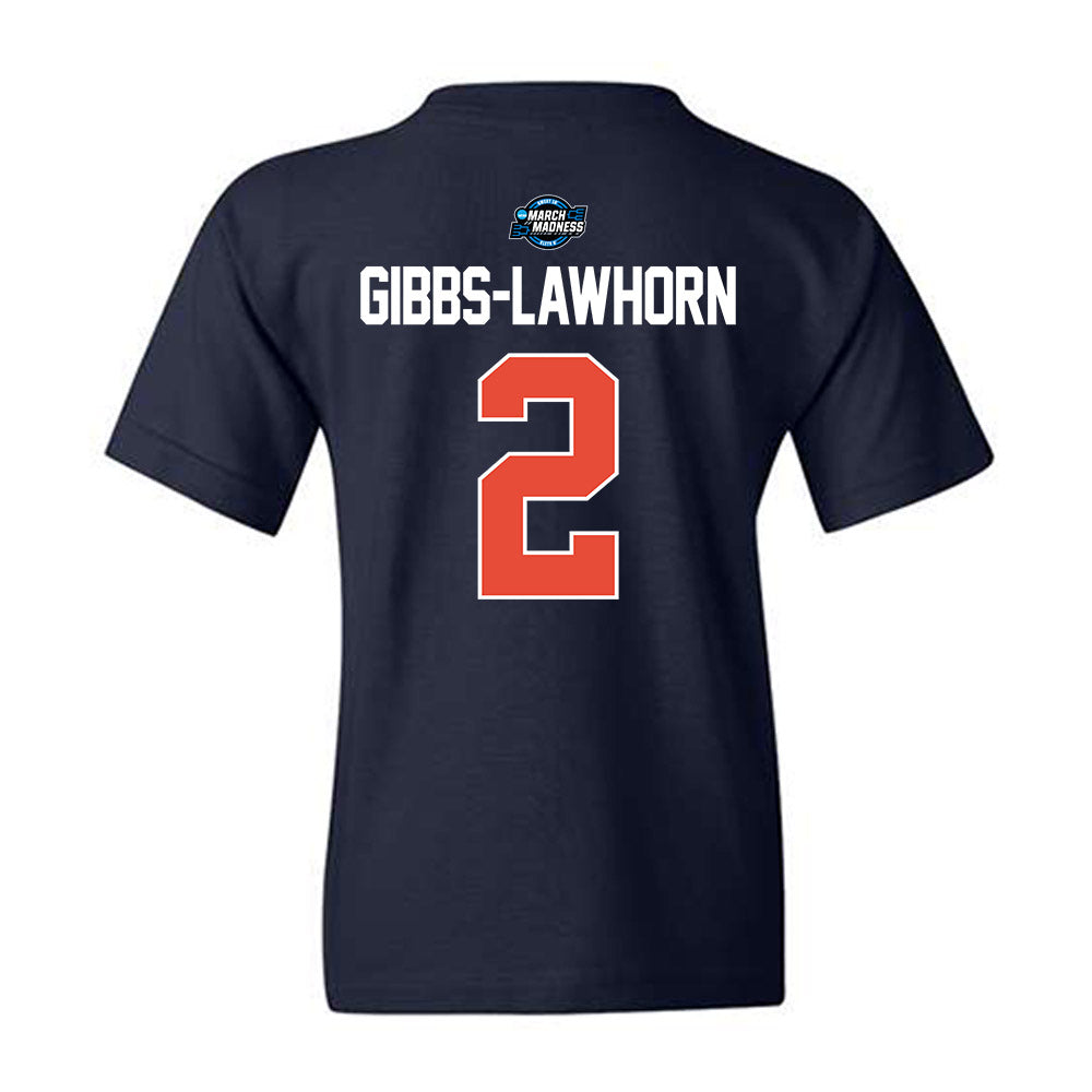 Illinois - NCAA Men's Basketball : Dra Gibbs-Lawhorn - NCAA® March Madness® 2025 Sweet 16 Shersey Youth T-Shirt-1