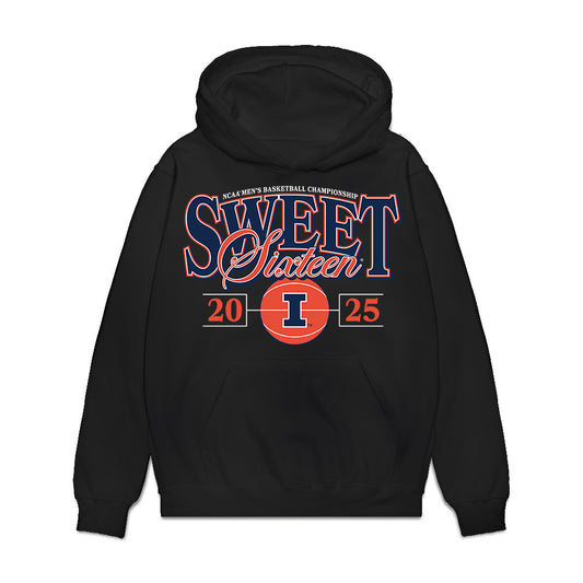 Illinois - NCAA Men's Basketball : Will Riley - NCAA® March Madness® 2025 Sweet 16 Shersey Premium Hooded Sweatshirt-0