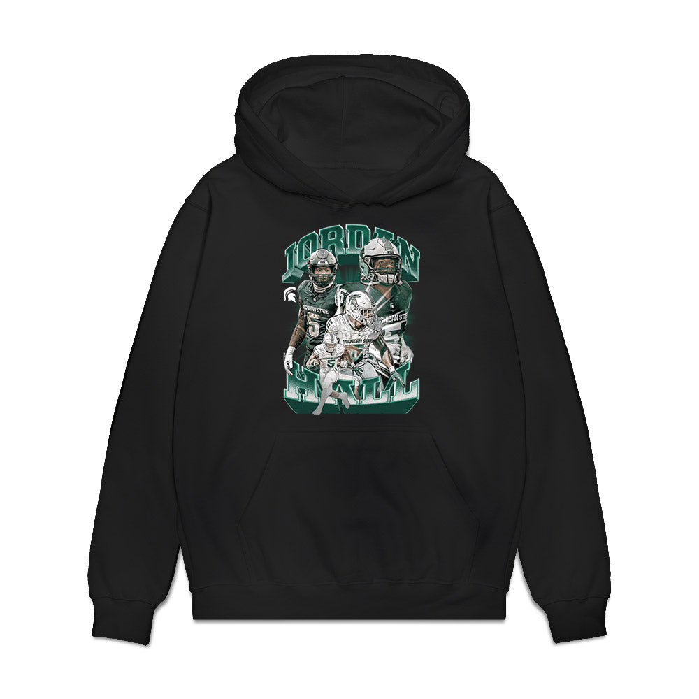 Michigan State - NCAA Football : Jordan Hall - Collage Premium Hooded Sweatshirt-0