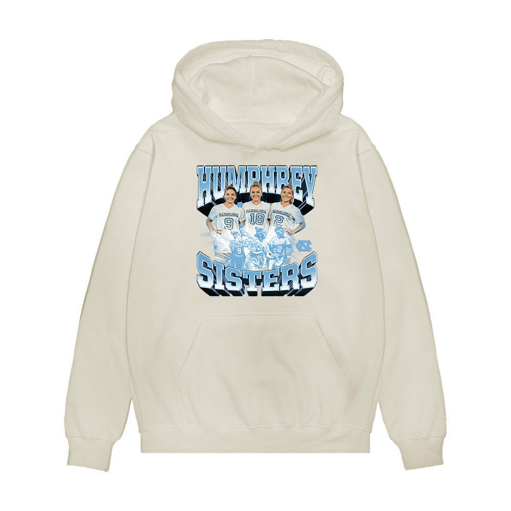 UNC - NCAA Women's Lacrosse : Humphrey Sisters Collage Premium Hooded Sweatshirt-0