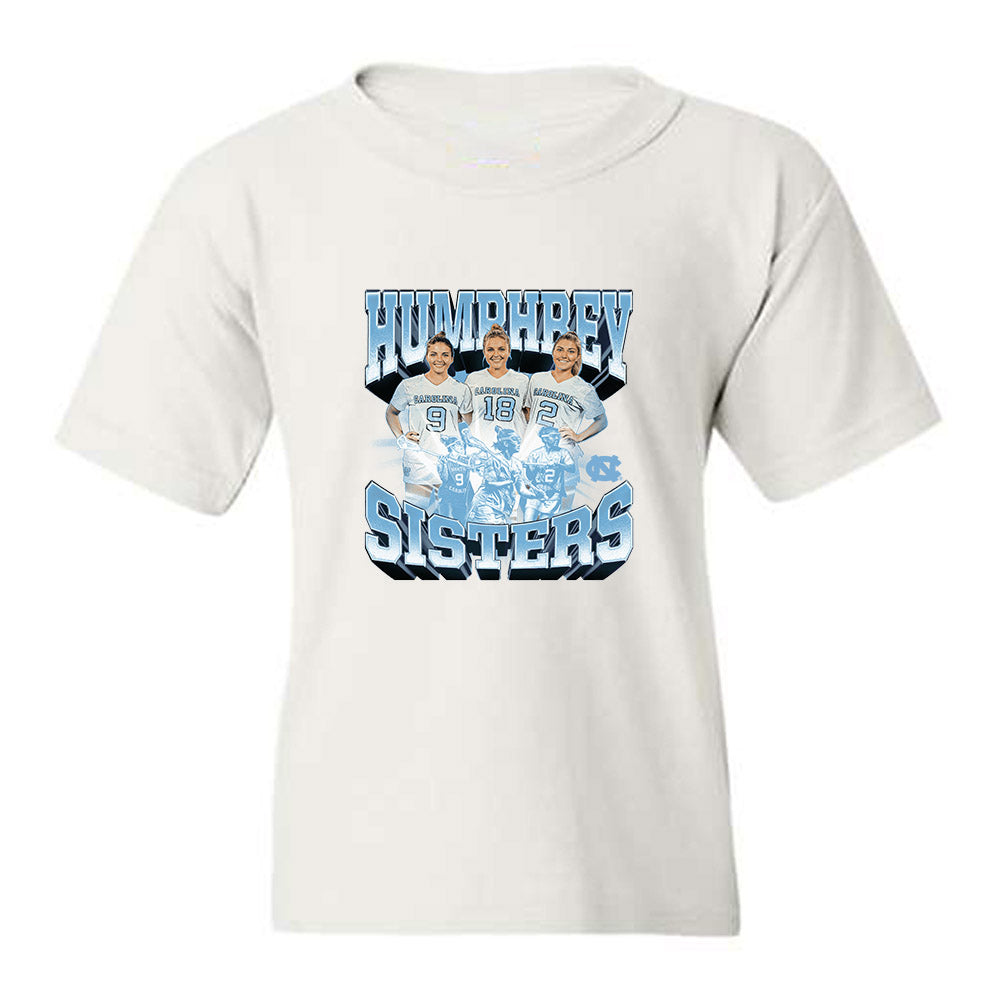 UNC - NCAA Women's Lacrosse : Humphrey Sisters Collage Youth T-Shirt-0