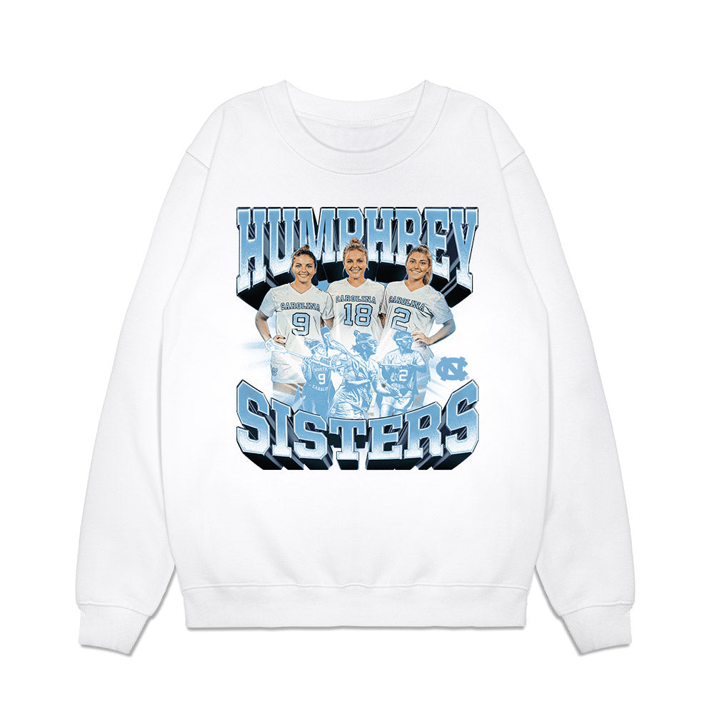 UNC - NCAA Women's Lacrosse : Humphrey Sisters Collage Premium Crewneck Sweatshirt-0
