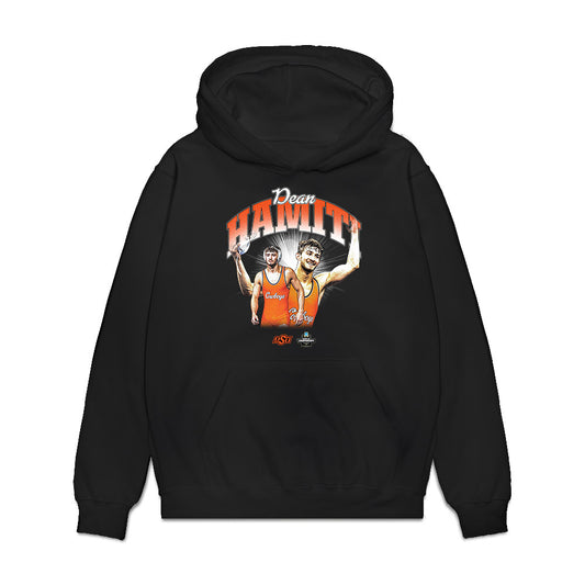 Oklahoma State - NCAA Wrestling : Dean Hamiti - Collage Premium Hooded Sweatshirt-0