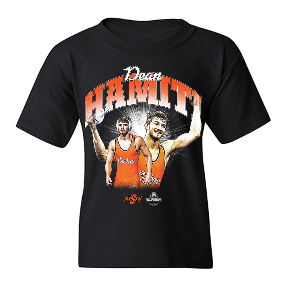 Oklahoma State - NCAA Wrestling : Dean Hamiti - Collage Youth T-Shirt-0
