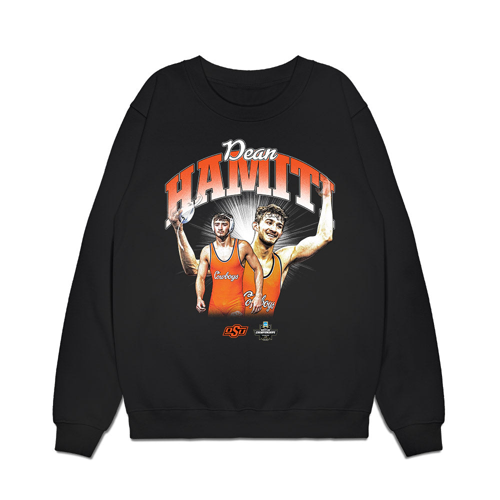 Oklahoma State - NCAA Wrestling : Dean Hamiti - Collage Premium Crewneck Sweatshirt-0