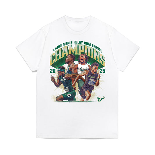 USF - NCAA Men's Track & Field : 2025 Champions 4x400 Men's Relay Team Collage Premium T-Shirt-0