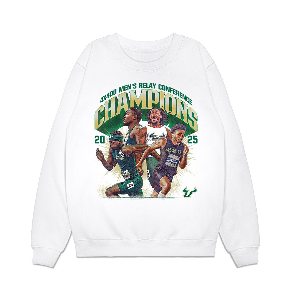 USF - NCAA Men's Track & Field : 2025 Champions 4x400 Men's Relay Team Collage Premium Crewneck Sweatshirt-0