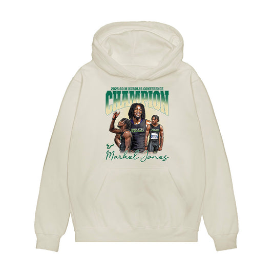 USF - NCAA Men's Track & Field : Markel Jones - 2025 Champion 60 M hurdles Collage Premium Hooded Sweatshirt-0