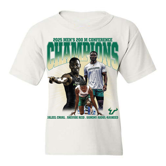 USF - NCAA Men's Track & Field : 2025 Champions 200 M Team Collage Youth T-Shirt-0