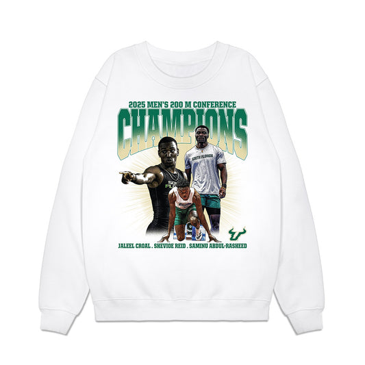 USF - NCAA Men's Track & Field : 2025 Champions 200 M Team Collage Premium Crewneck Sweatshirt-0