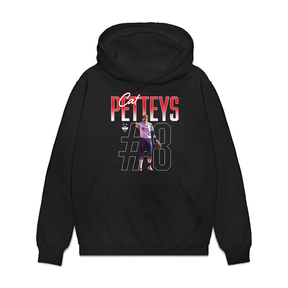 UConn - NCAA Softball : Cat Petteys - Collage Premium Hooded Sweatshirt-0