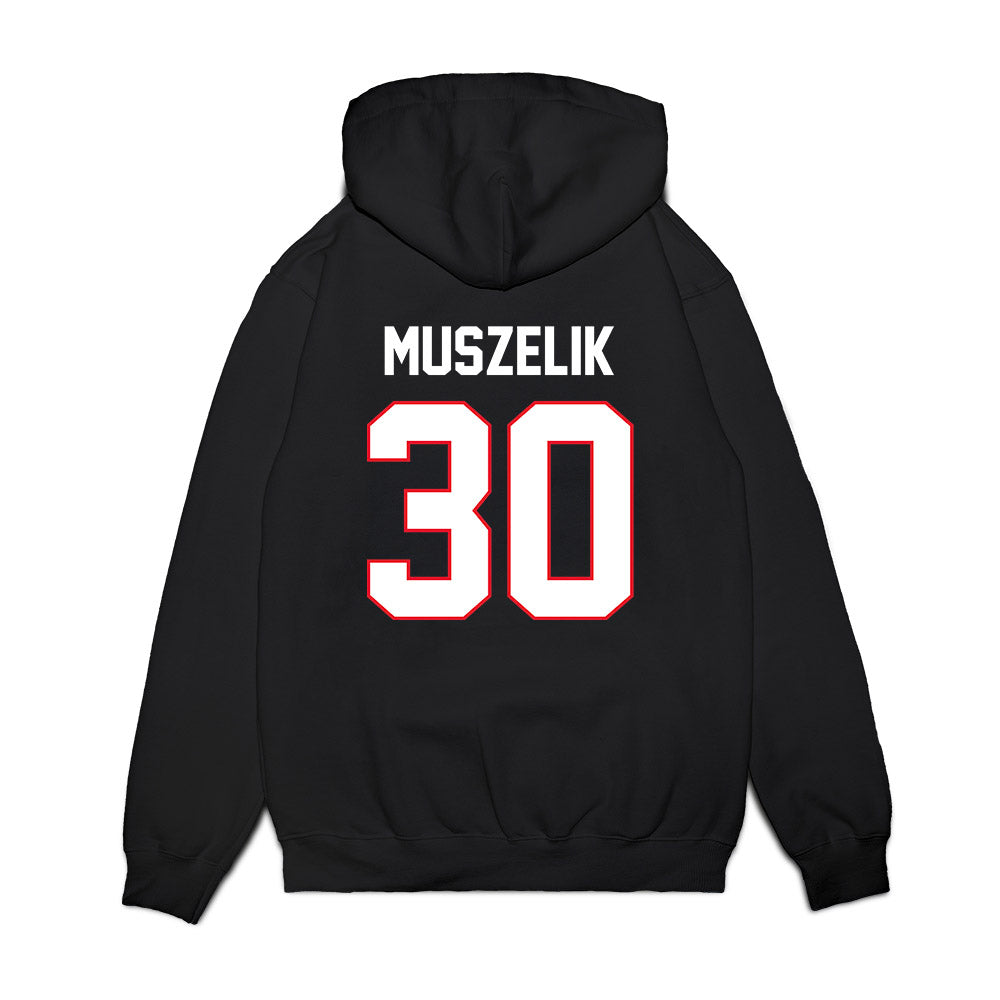 UConn - NCAA Men's Ice Hockey : Tyler Muszelik - Championship Classic Shersey Premium Hooded Sweatshirt-1